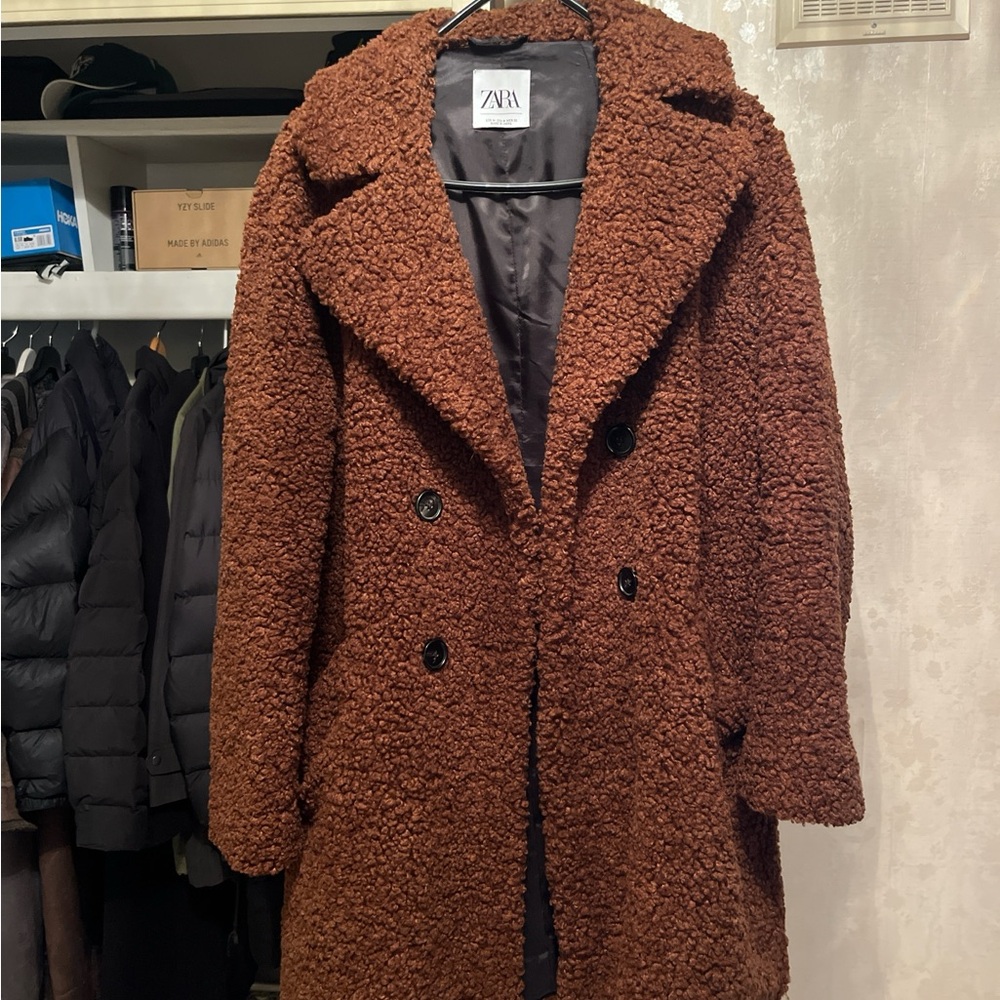 Zara Women's Brown Teddy Coat